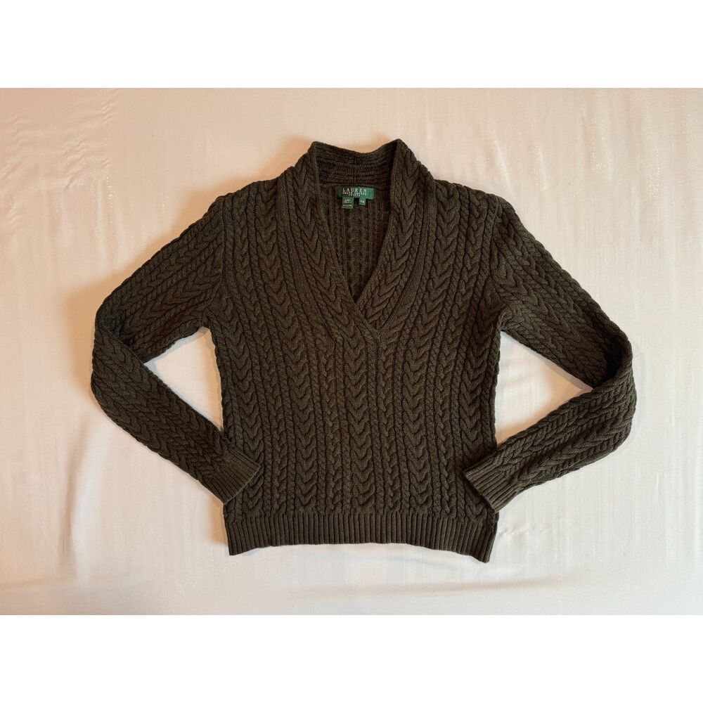 Vintage Ralph Lauren Cable Knit Sweater | Size Medium Petite